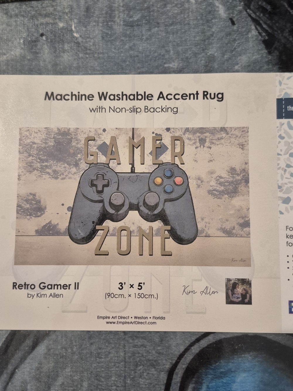 Retro Gamer II Machine Washable Accent Rug - Gray/Blue Gamer Zone